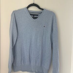 Tommy Hilfiger Baby Blue V-Neck Knit Sweater